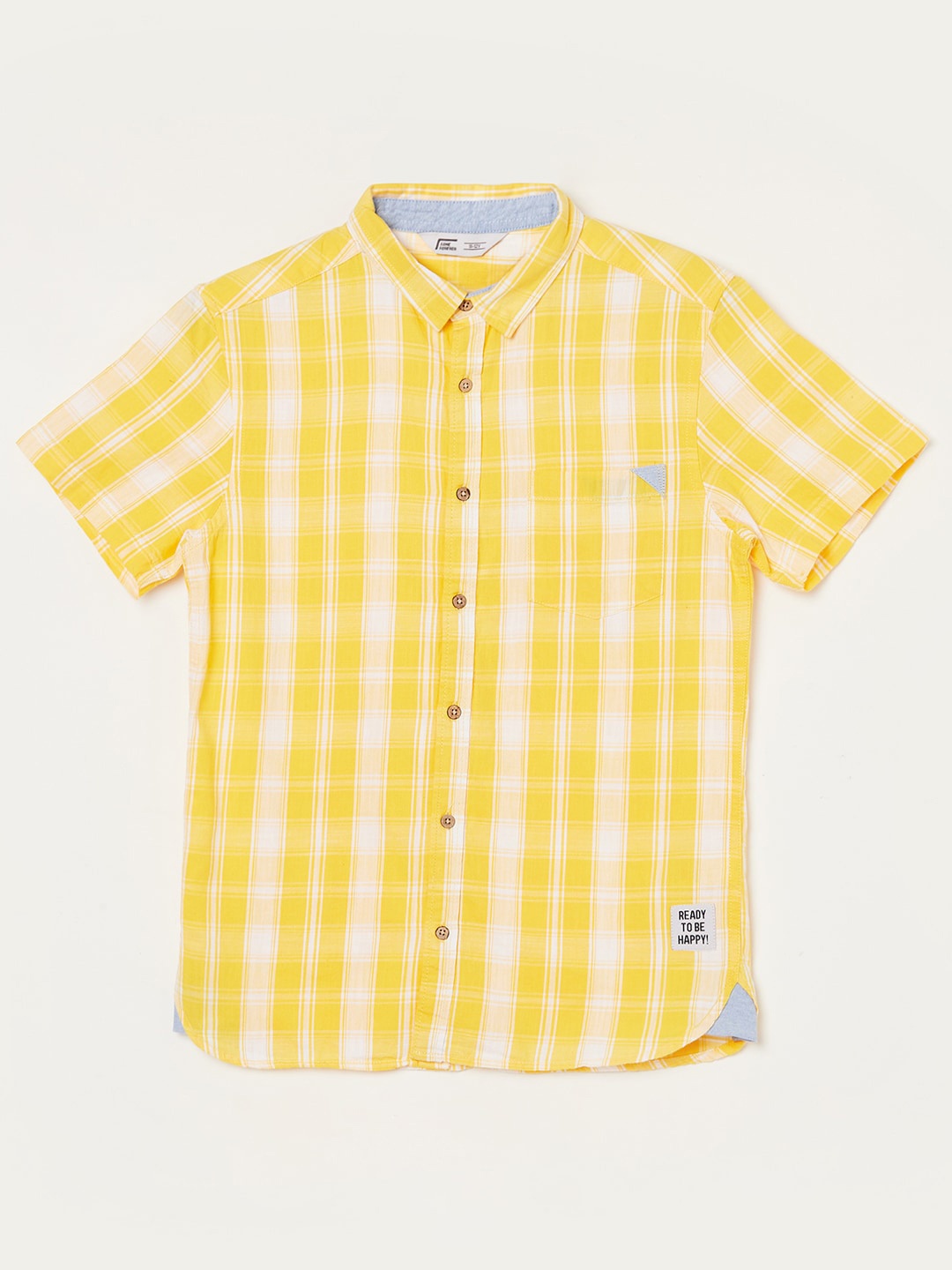 

Fame Forever by Lifestyle Boys Gingham Checks Cotton Casual Shirt, Yellow