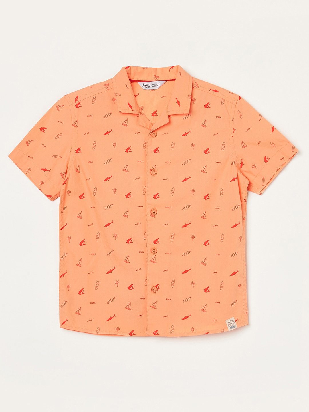 

Fame Forever by Lifestyle Boys Conversational Printed Cotton Casual Shirt, Coral