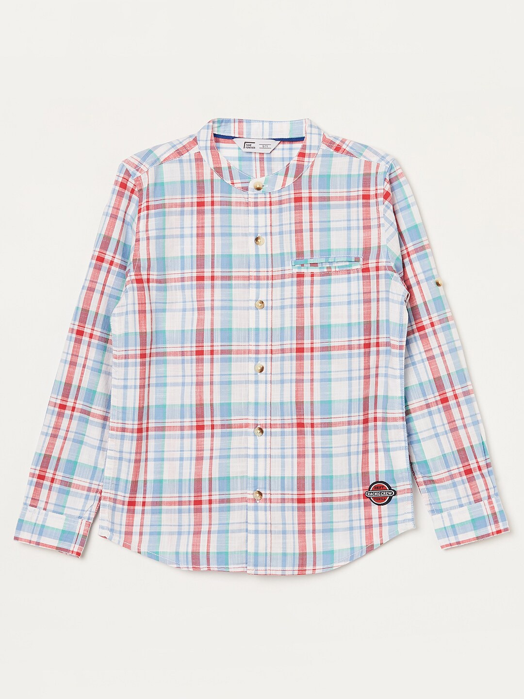 

Fame Forever by Lifestyle Boys Tartan Checks Checked Cotton Casual Shirt, White