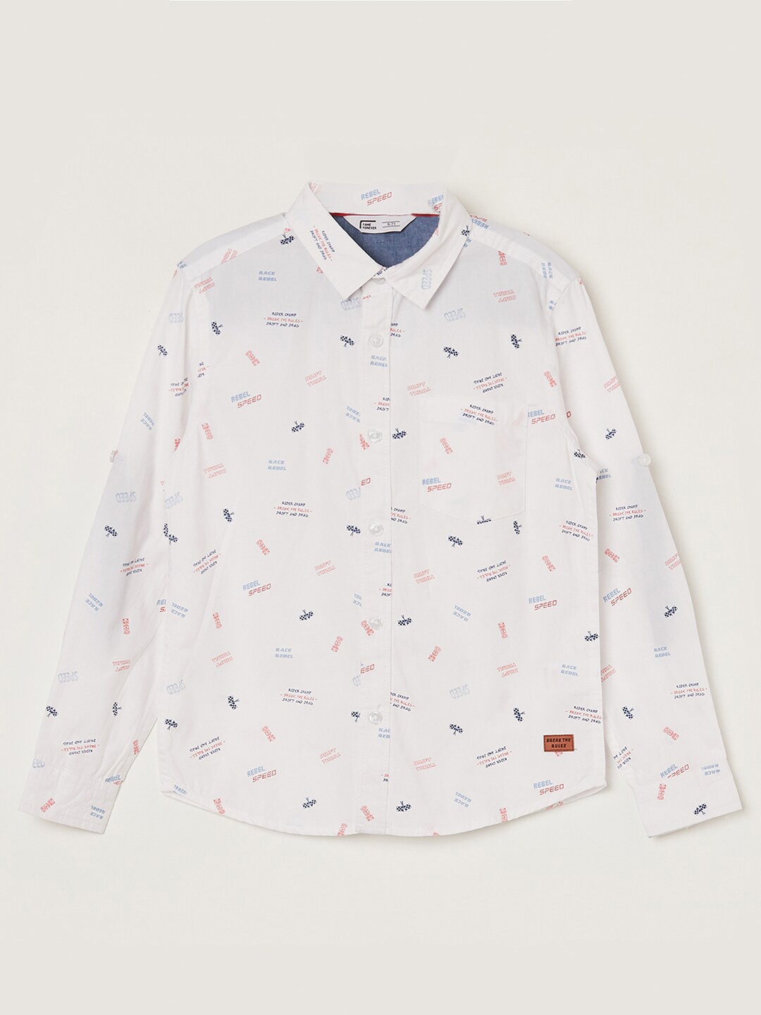 

Fame Forever by Lifestyle Boys Conversational Printed Cotton Casual Shirt, White