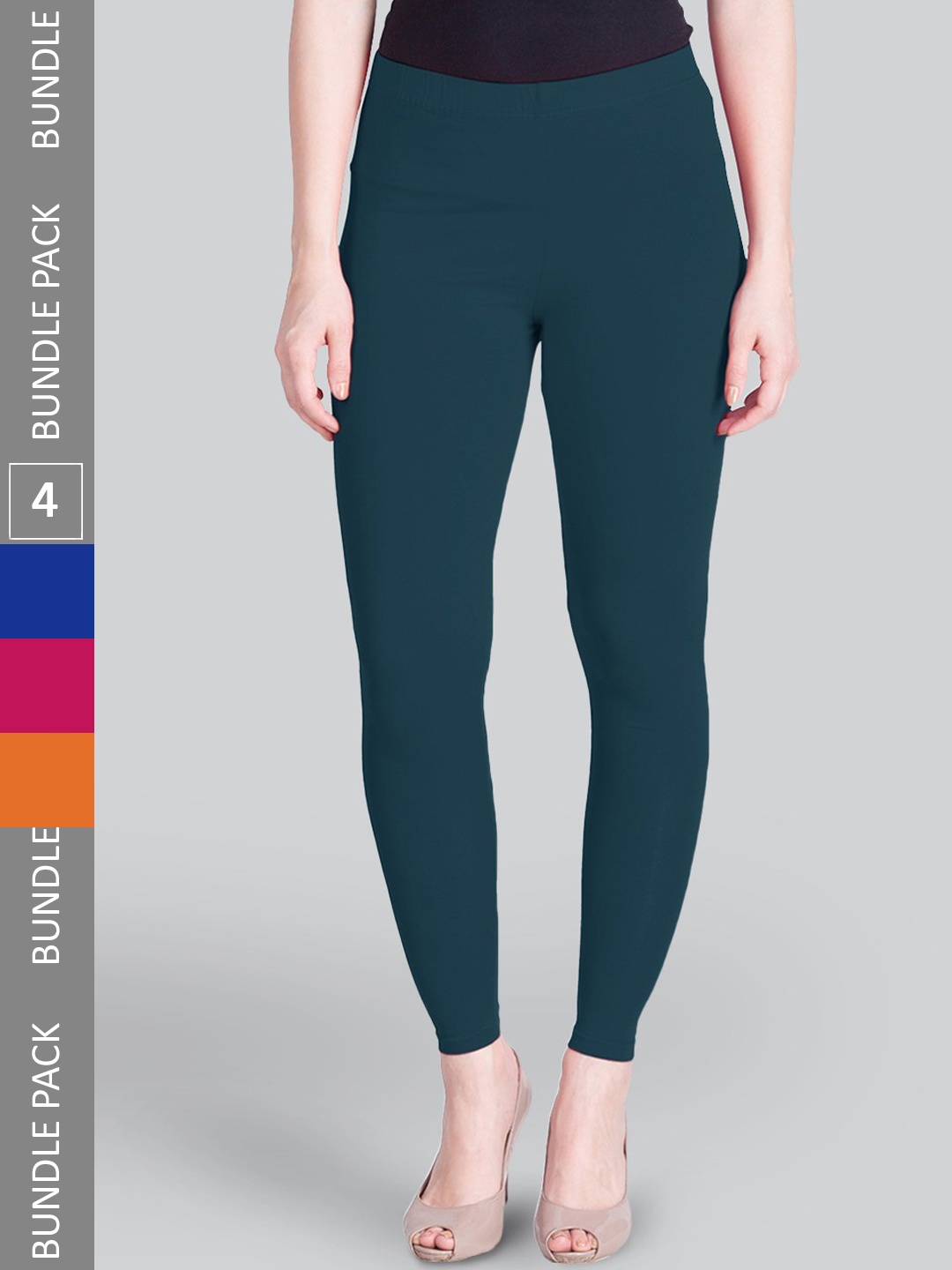 

LYRA Pack Of 4 Ankle-Length Leggings, Blue