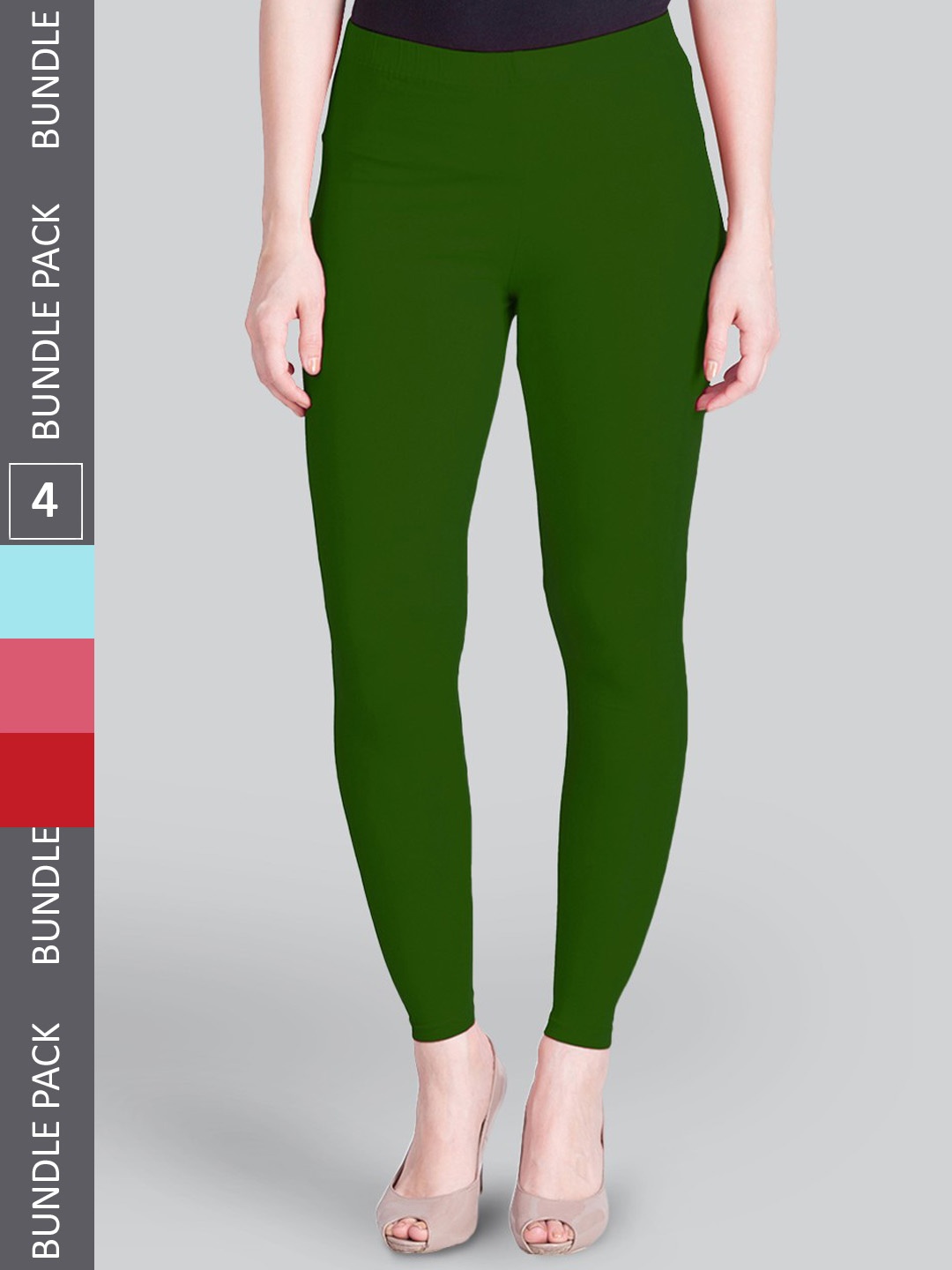 

LYRA Pack Of 4 Mid Rise Ankle-Length Sculpting seams Leggings, Green