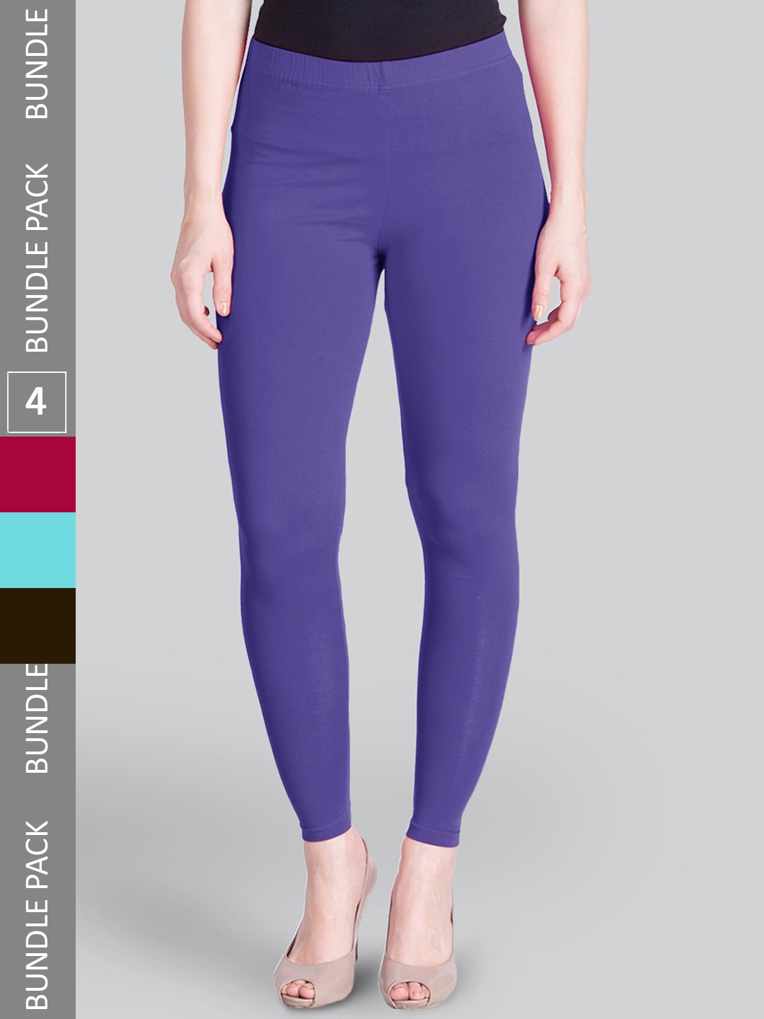 

LYRA Women Multi Pack Of 4 Solid Ankle-Length Leggings