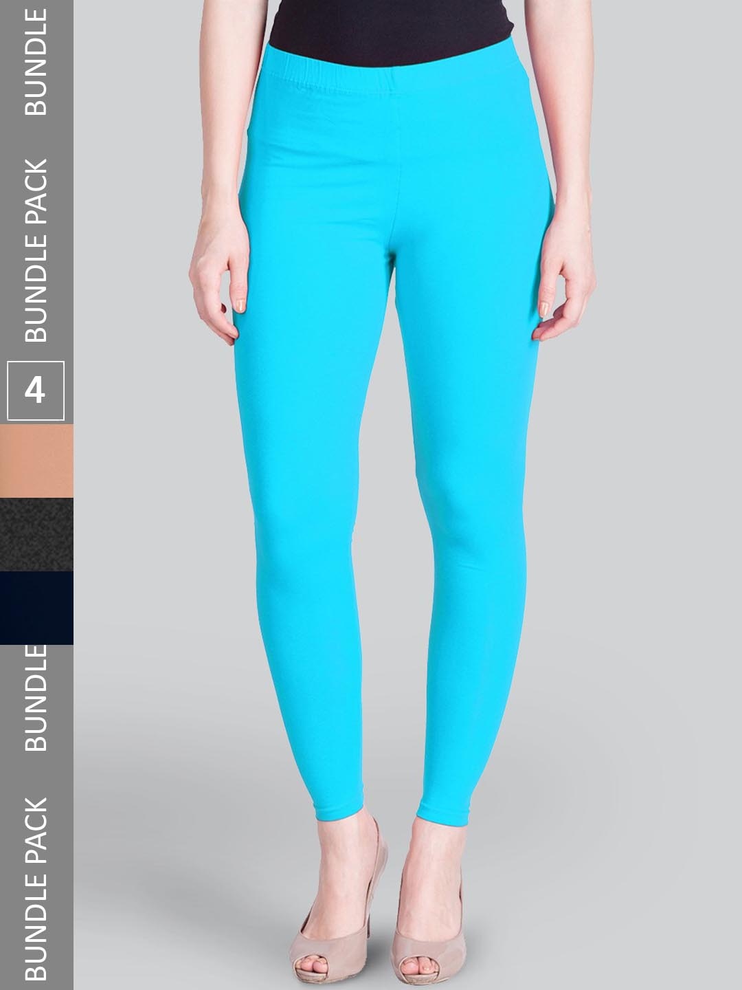 

LYRA Pack Of 4 Ankle-Length Leggings, Blue