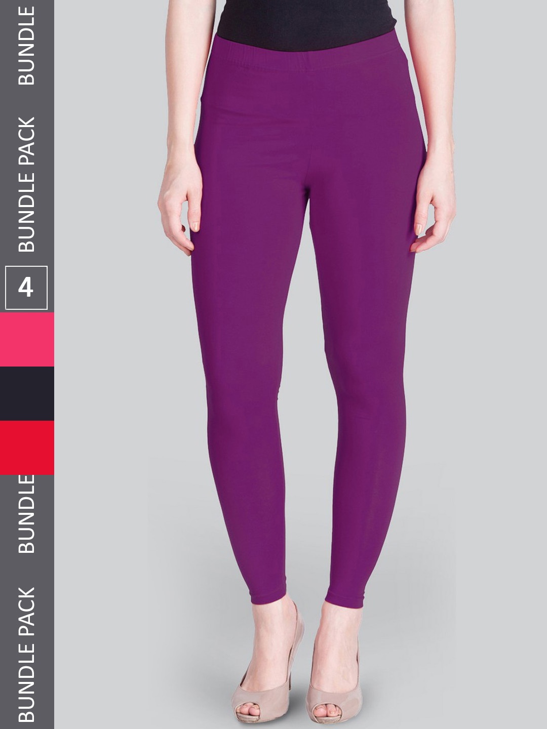 

LYRA Pack Of 4 Ankle-Length Leggings, Violet