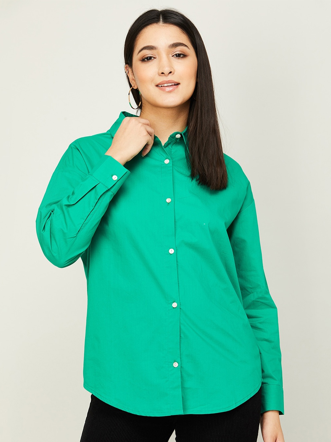 

Ginger by Lifestyle Spread Collar Casual Shirt, Green