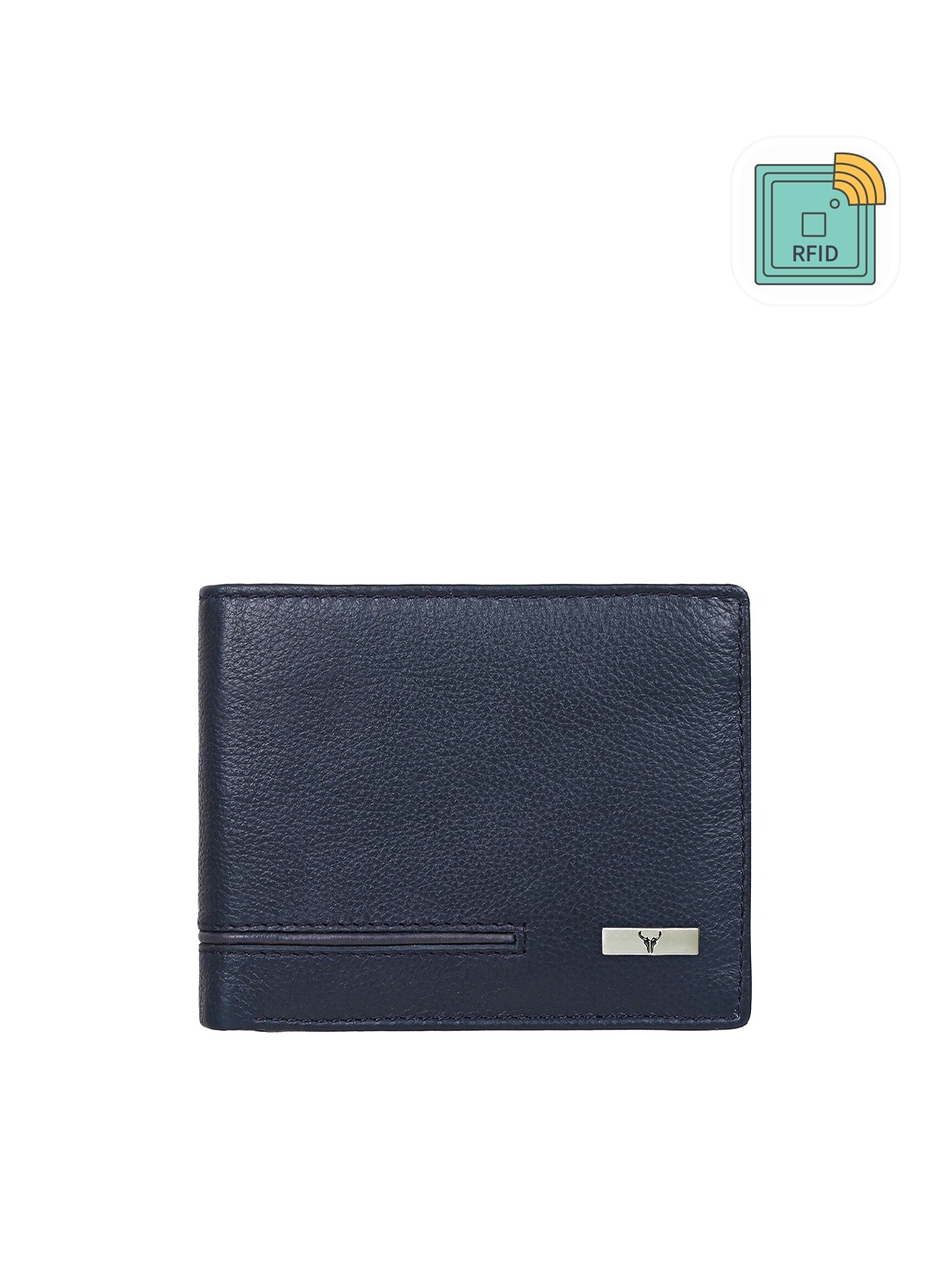 

NAPA HIDE Men Leather Two Fold Wallet, Navy blue