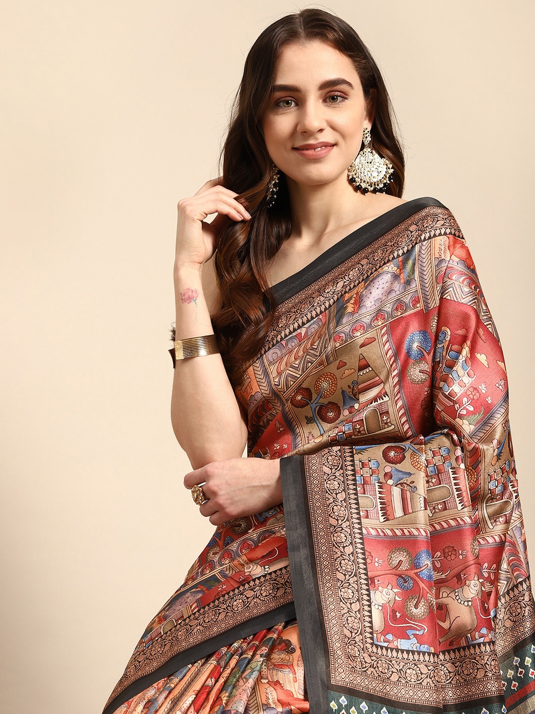 

SANGAM PRINTS Ethnic Motifs Pashmina Saree, Multi