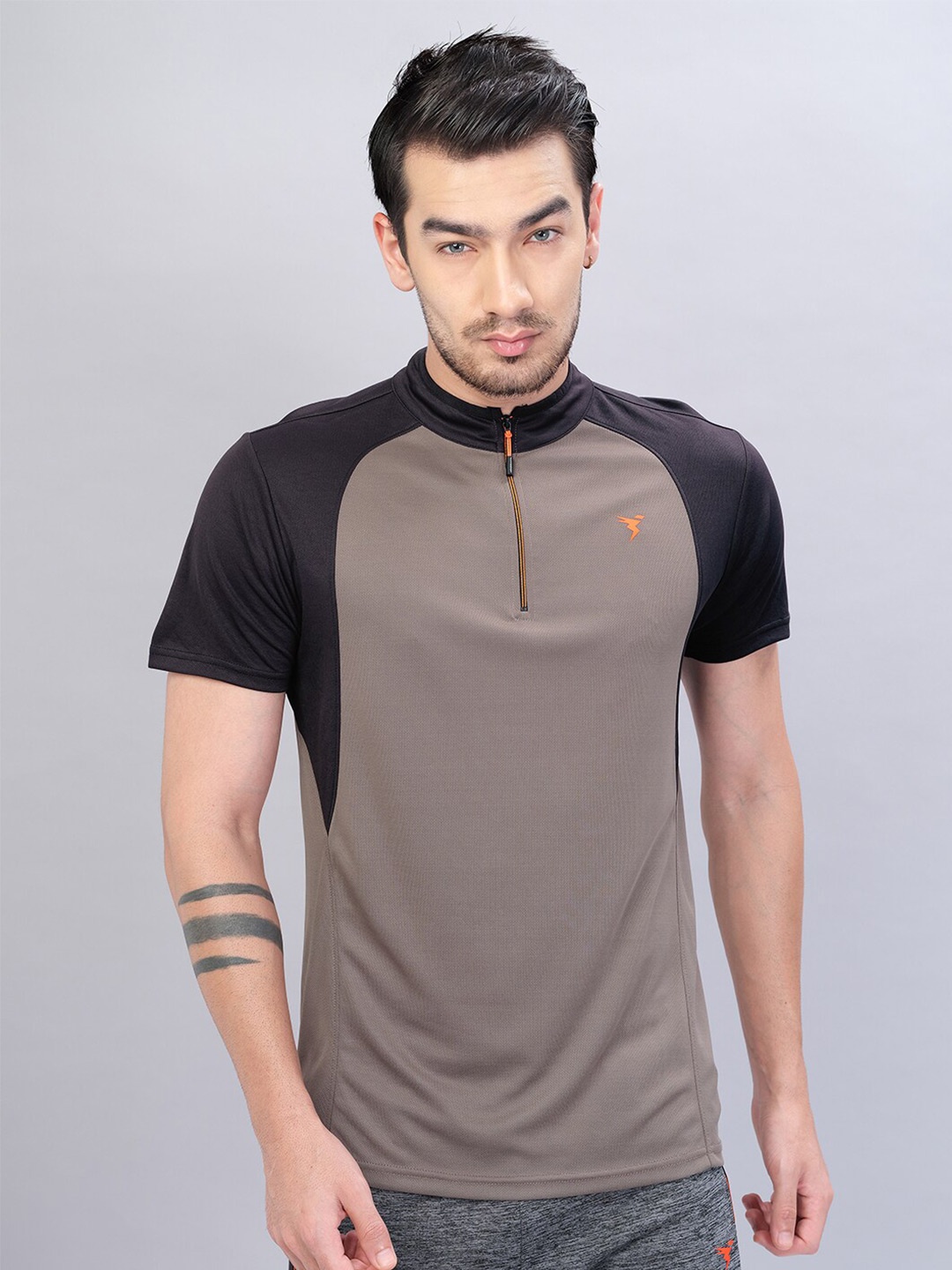 

Technosport High Neck Antimicrobial Training or Gym T-shirt, Grey
