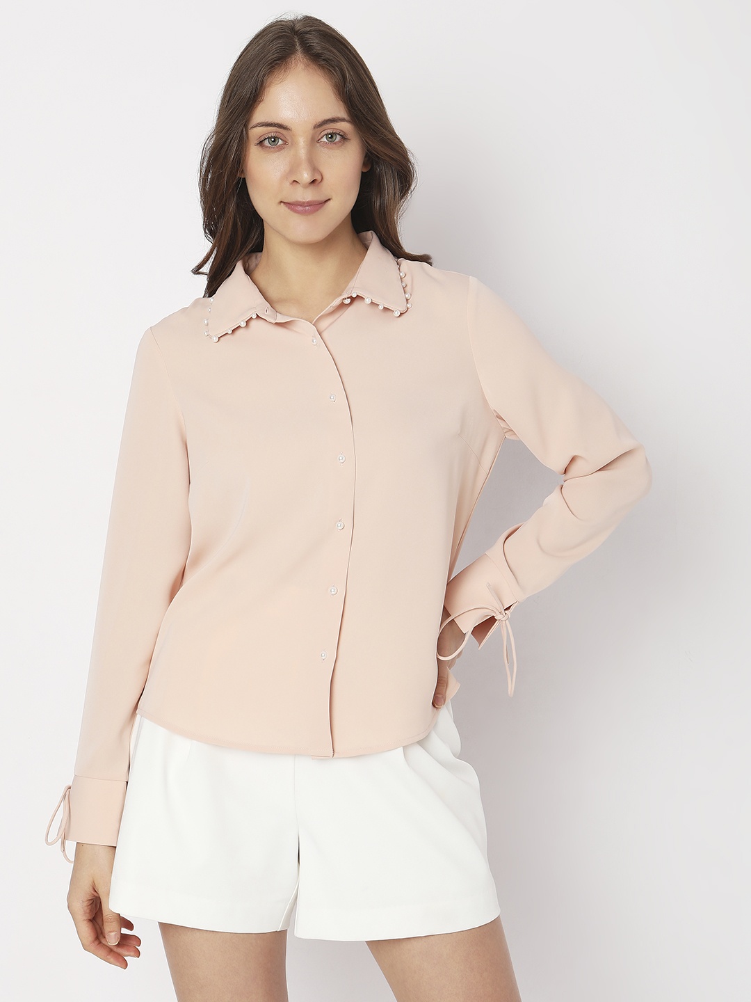 

Vero Moda Spread Collar Slim Fit Casual Shirt, Peach