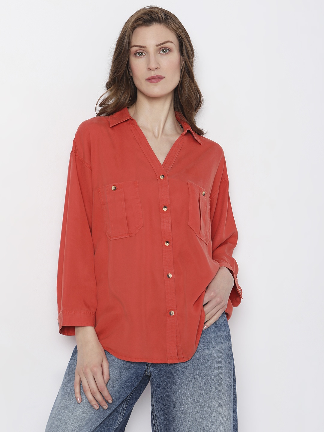 

Vero Moda High-Low Casual Shirt, Orange