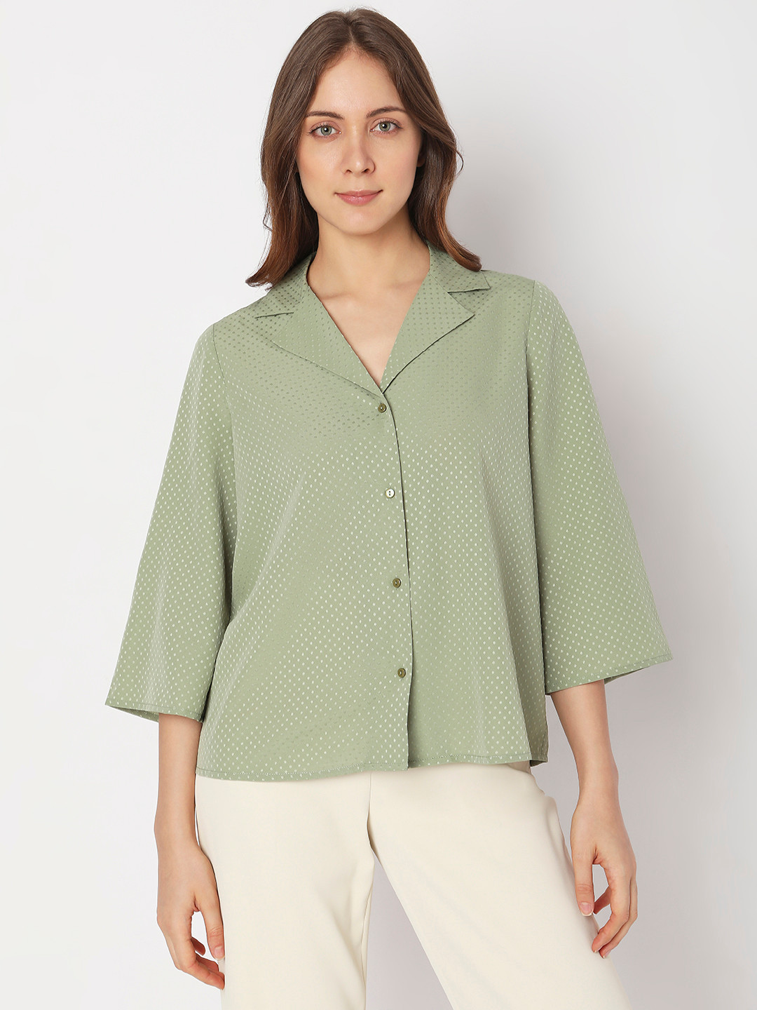 

Vero Moda Micro Ditsy Printed Casual Shirt, Green