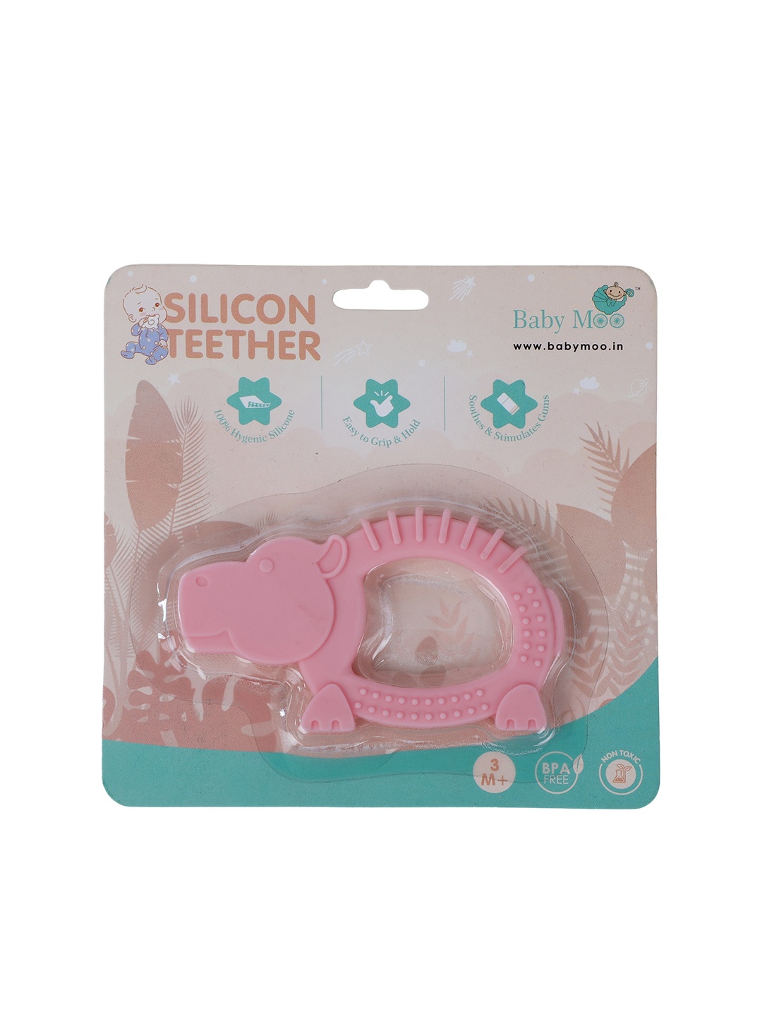 

Baby Moo Infant Kids Set Of 2 BPA Free Teether, Pink