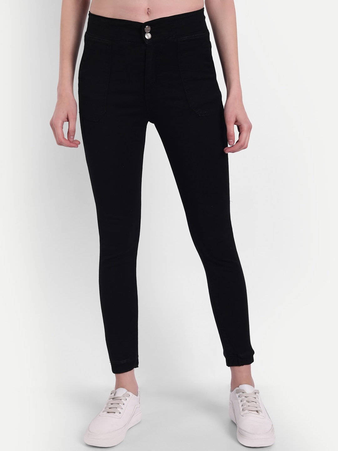 

Next One Women Comfort Skinny Fit High-Rise Stretchable Cotton Jeans, Black