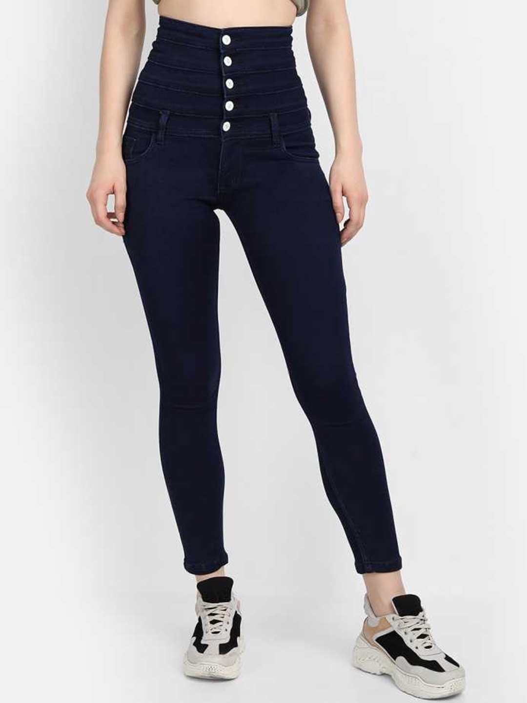 

Next One Women Comfort Skinny Fit High-Rise Stretchable Jeans, Navy blue