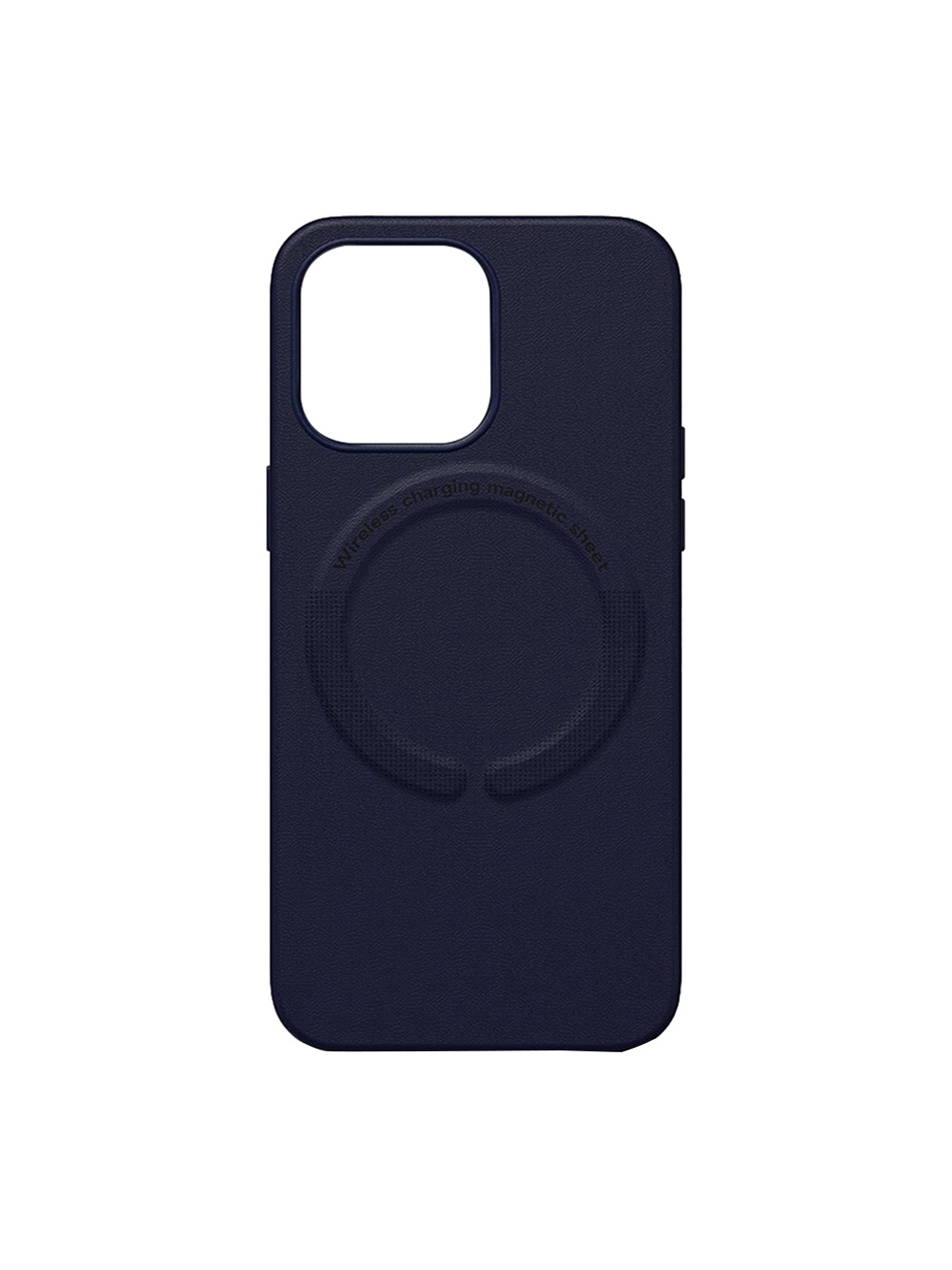 

TREEMODA Magsafe Typography Leather iPhone 14 Pro Back Case, Navy blue