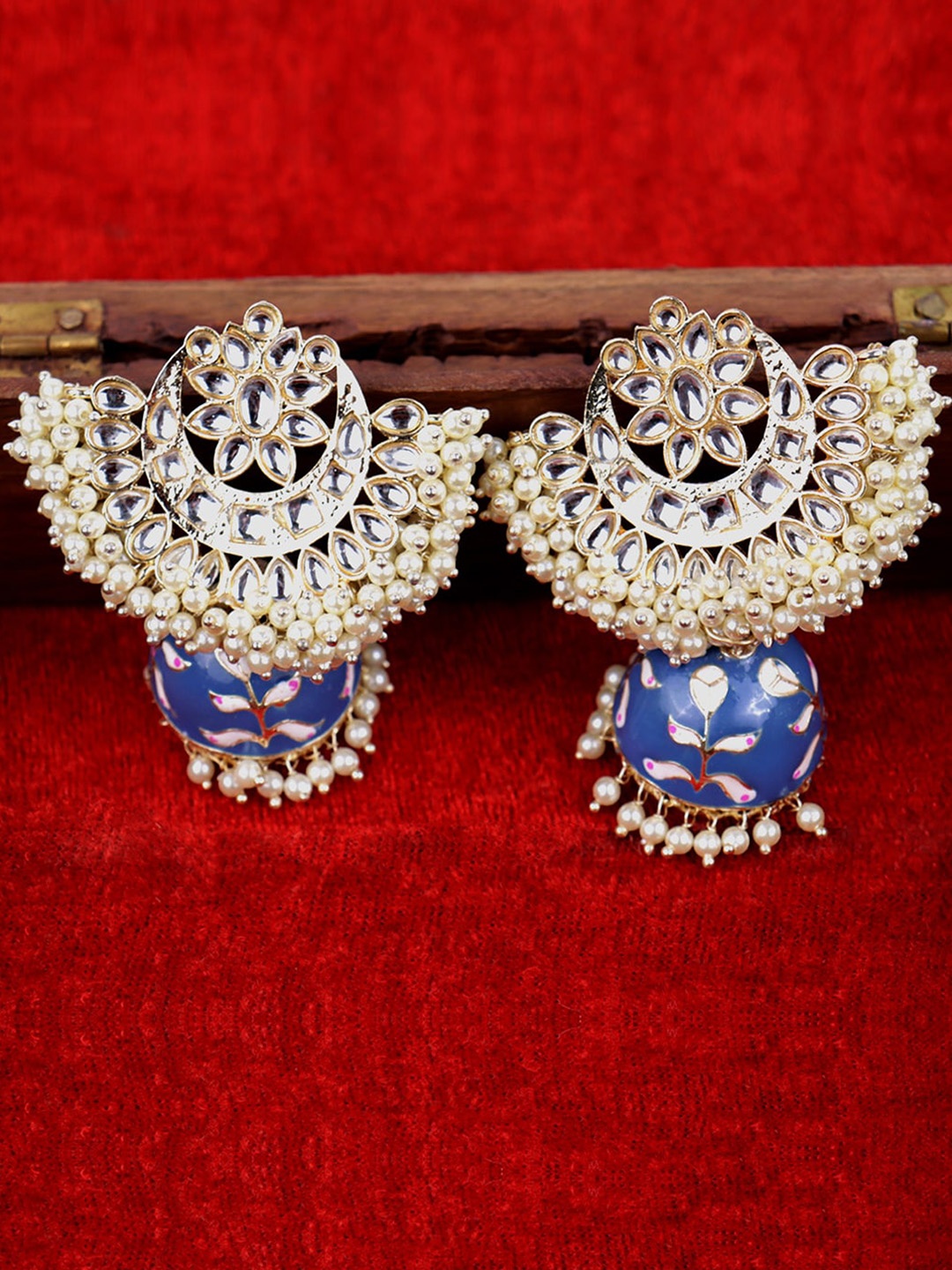 

VAGHBHATT Gold-Plated Classic Chandbalis Earrings, Blue