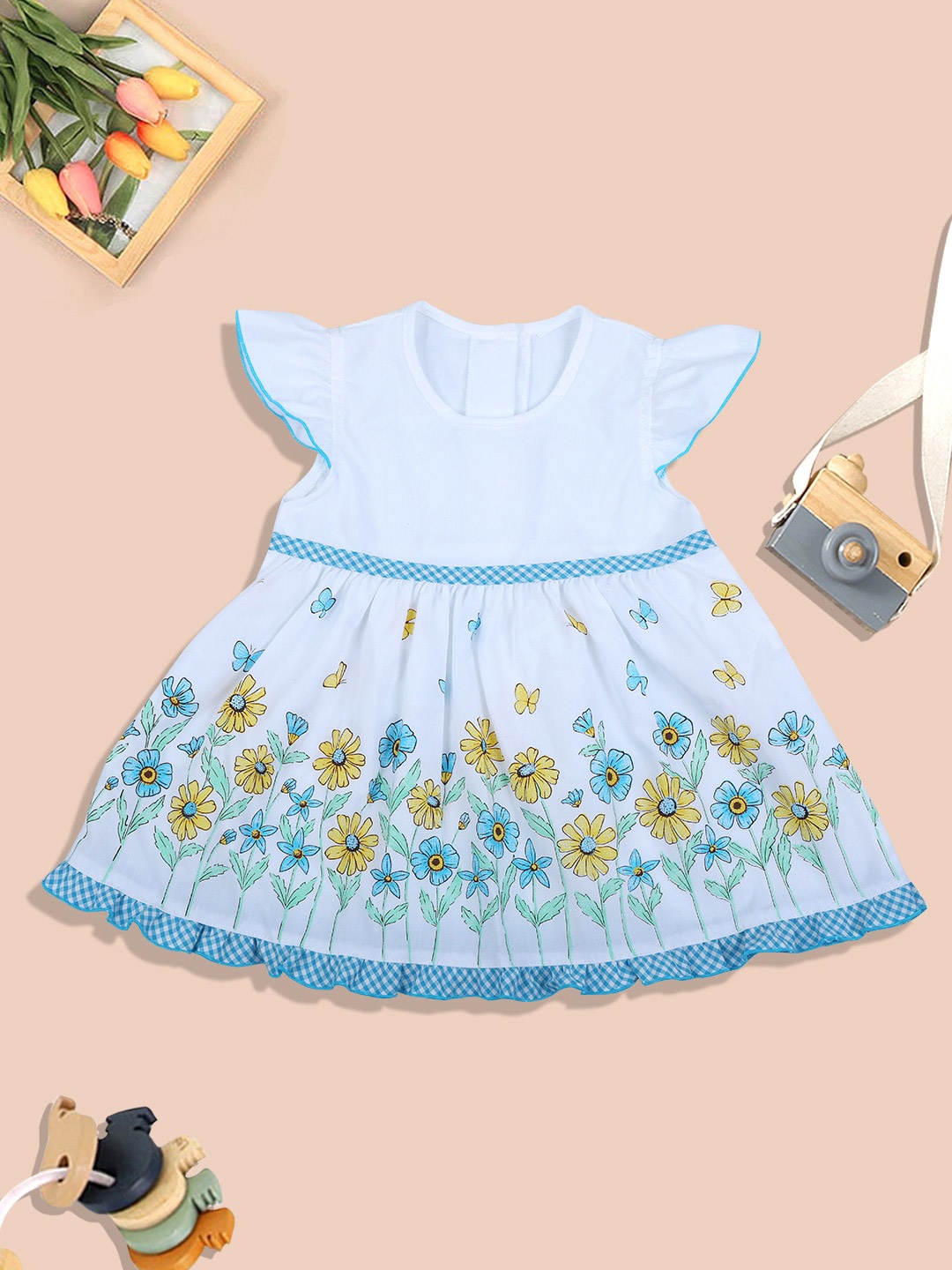 

Baby Moo Infant Floral A-Line Dress, Blue
