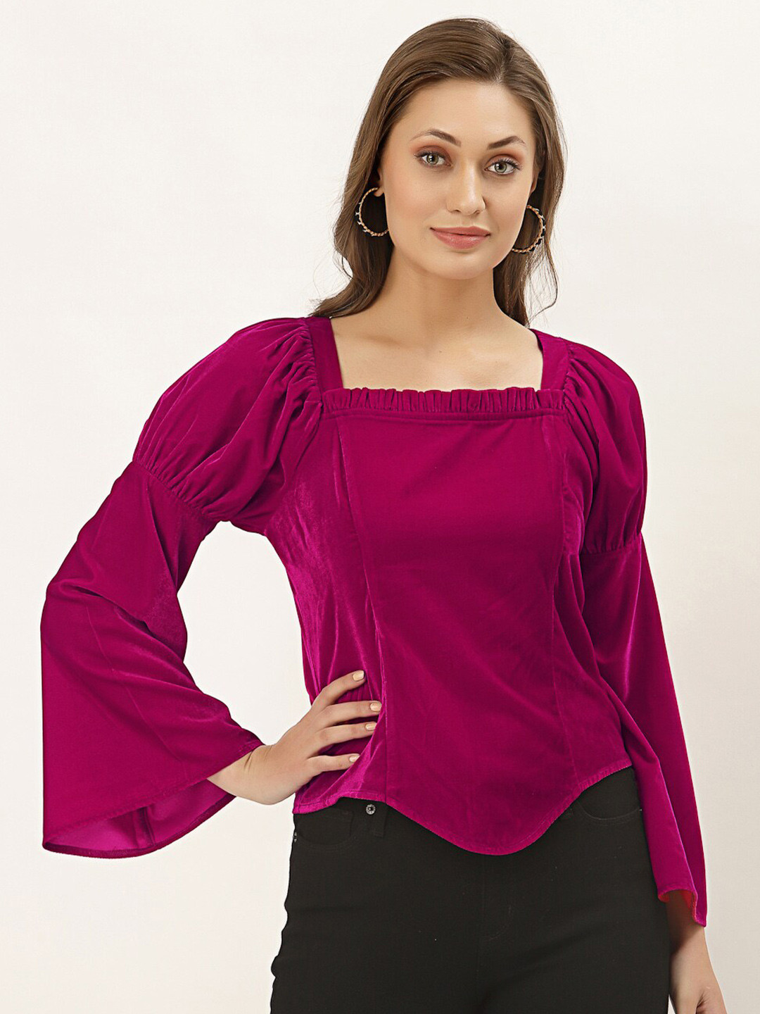 

BLANC9 Square Neck Casual Top, Fuchsia