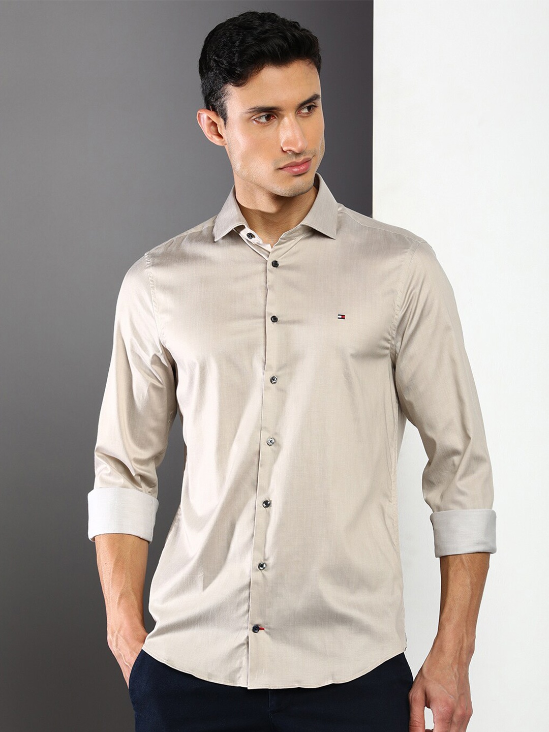 

Tommy Hilfiger Slim Fit Casual Shirt, Beige