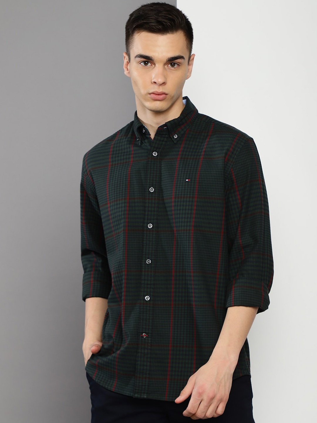 

Tommy Hilfiger Tartan Checks Twill Cotton Casual Shirt, Green