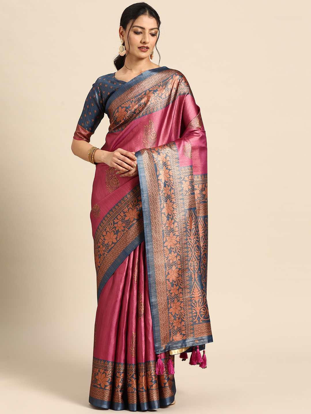 

CliqSilk Ethnic Motifs Art Silk Kanjeevaram Saree, Magenta