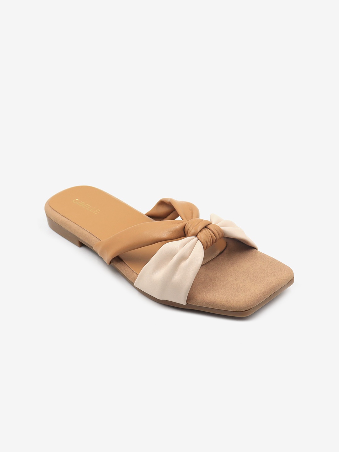 

Gibelle Women Open Toe Flats With Bows, Beige