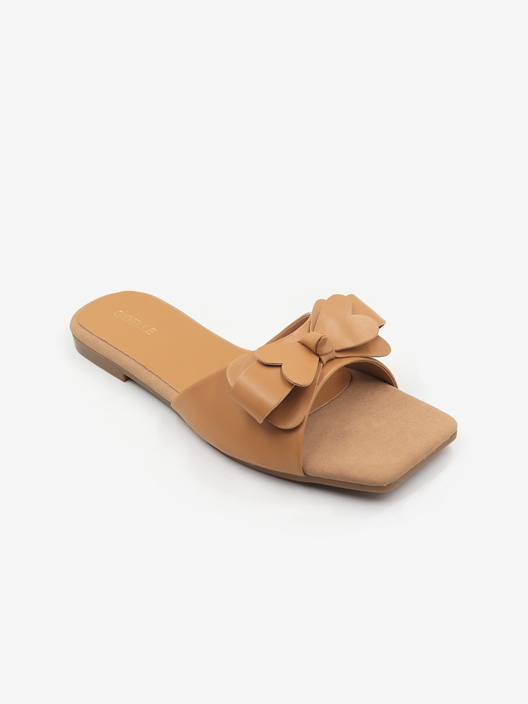 

Gibelle Women Open Toe Flats With Bows, Beige