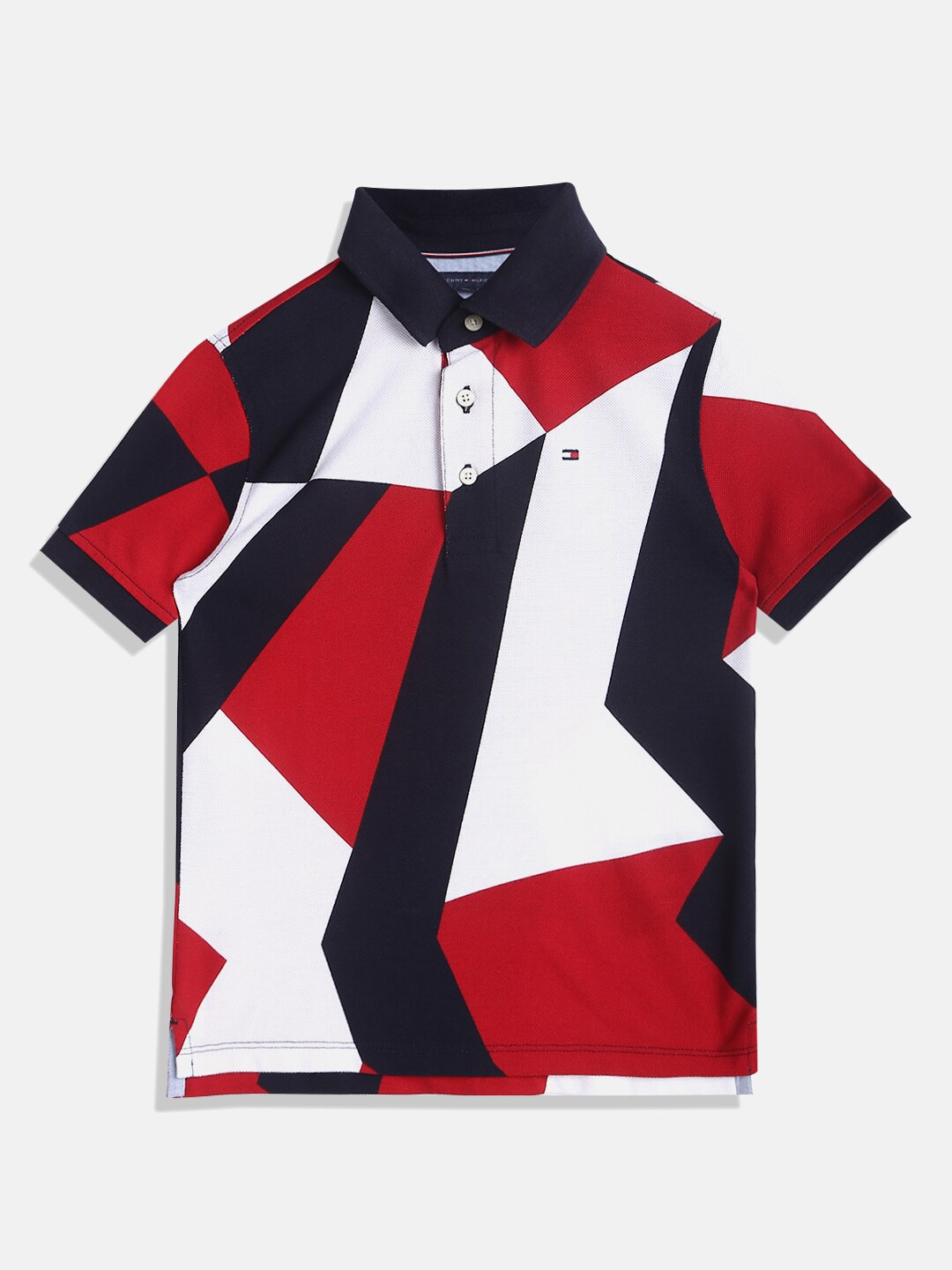 

Tommy Hilfiger Boys Colourblocked Polo Collar T-shirt, Red