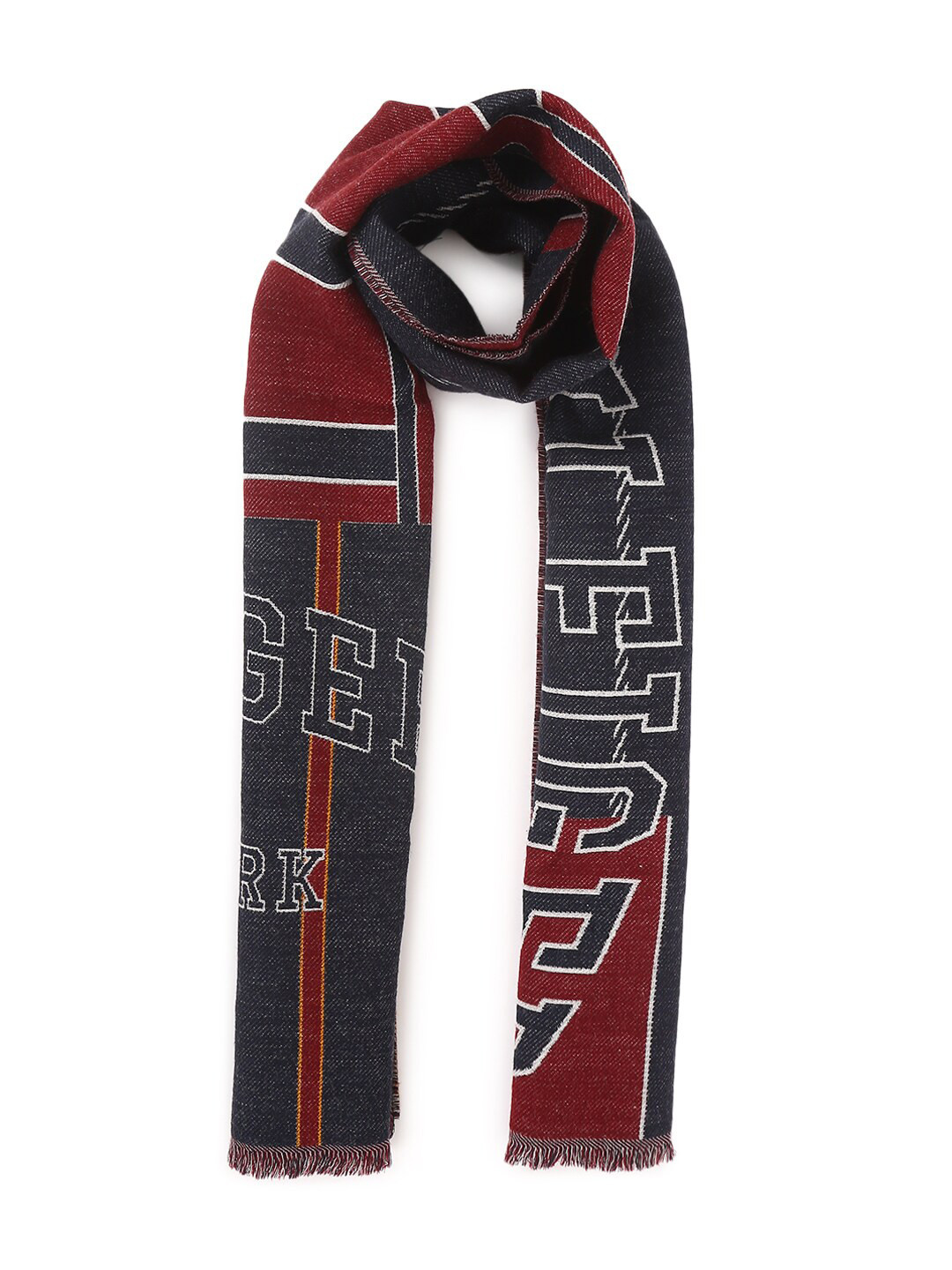 

Tommy Hilfiger Men Typography Printed Scarf, Maroon