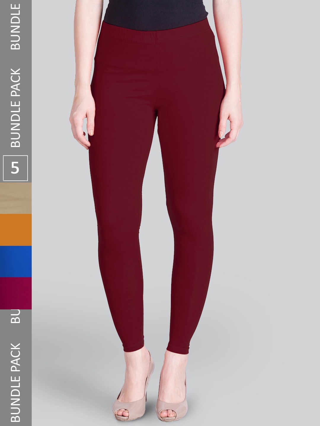 

LYRA Pack Of 5 Ankle-Length Leggings, Blue