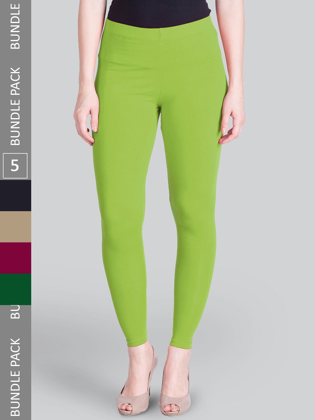 

LYRA Pack Of 5 Ankle-Length Leggings, Green