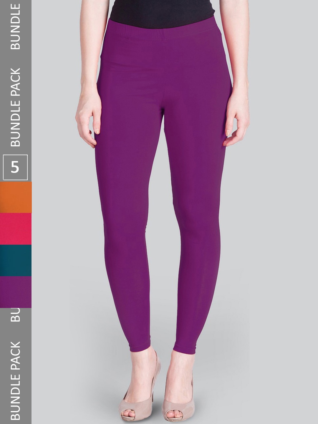 

LYRA Pack Of 5 Ankle Length Leggings, Pink