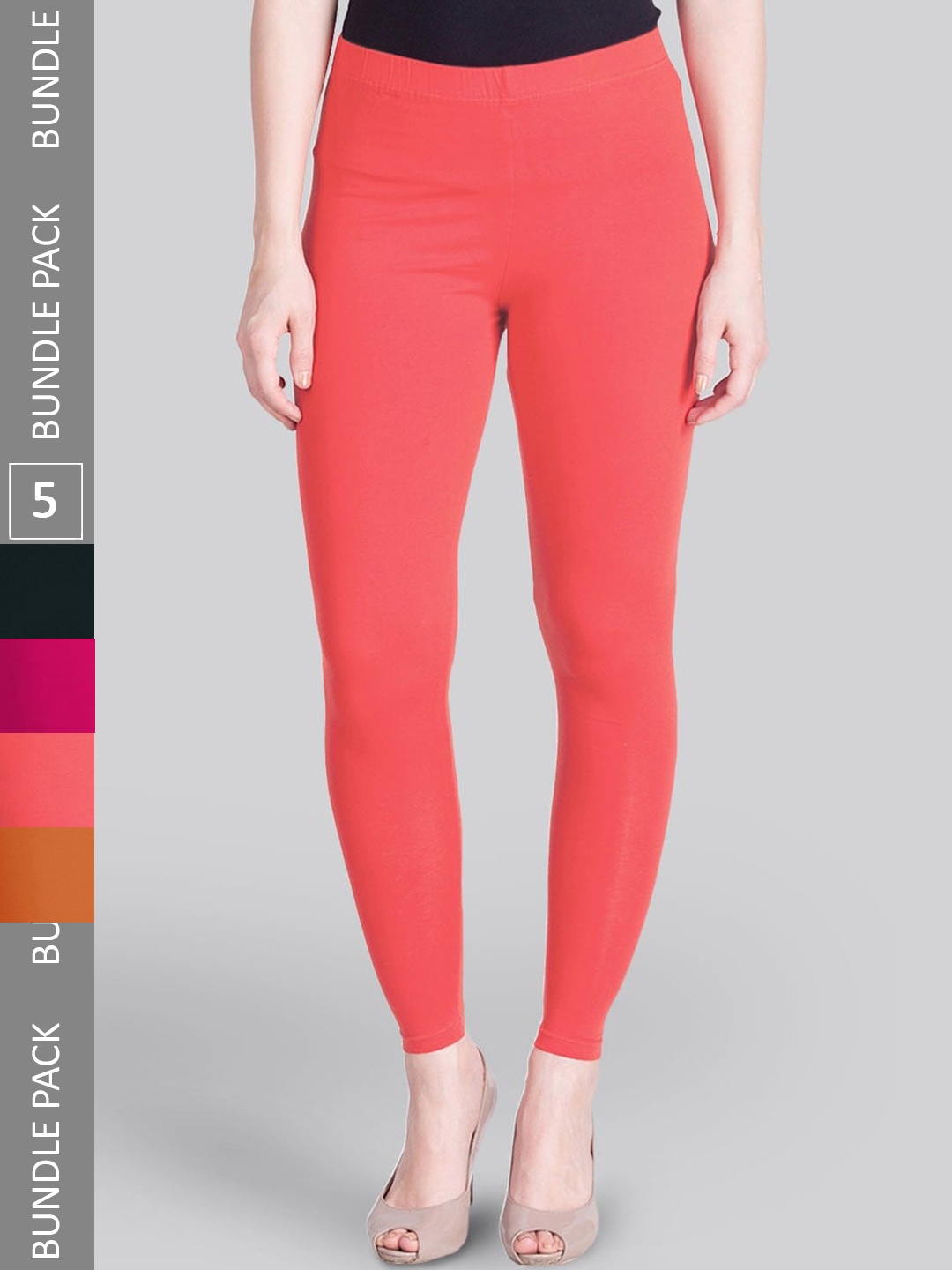 

LYRA Pack Of 5 Ankle-Length Leggings, Pink