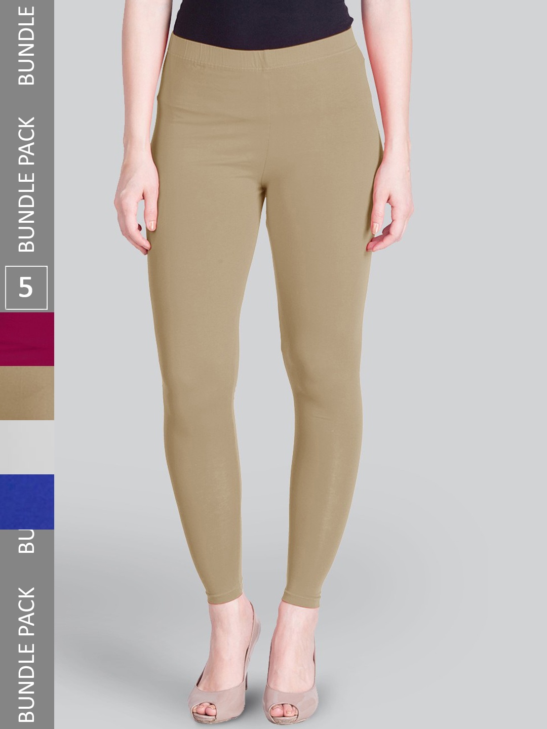 

LYRA Pack Of 5 Ankle Length Leggings, Blue
