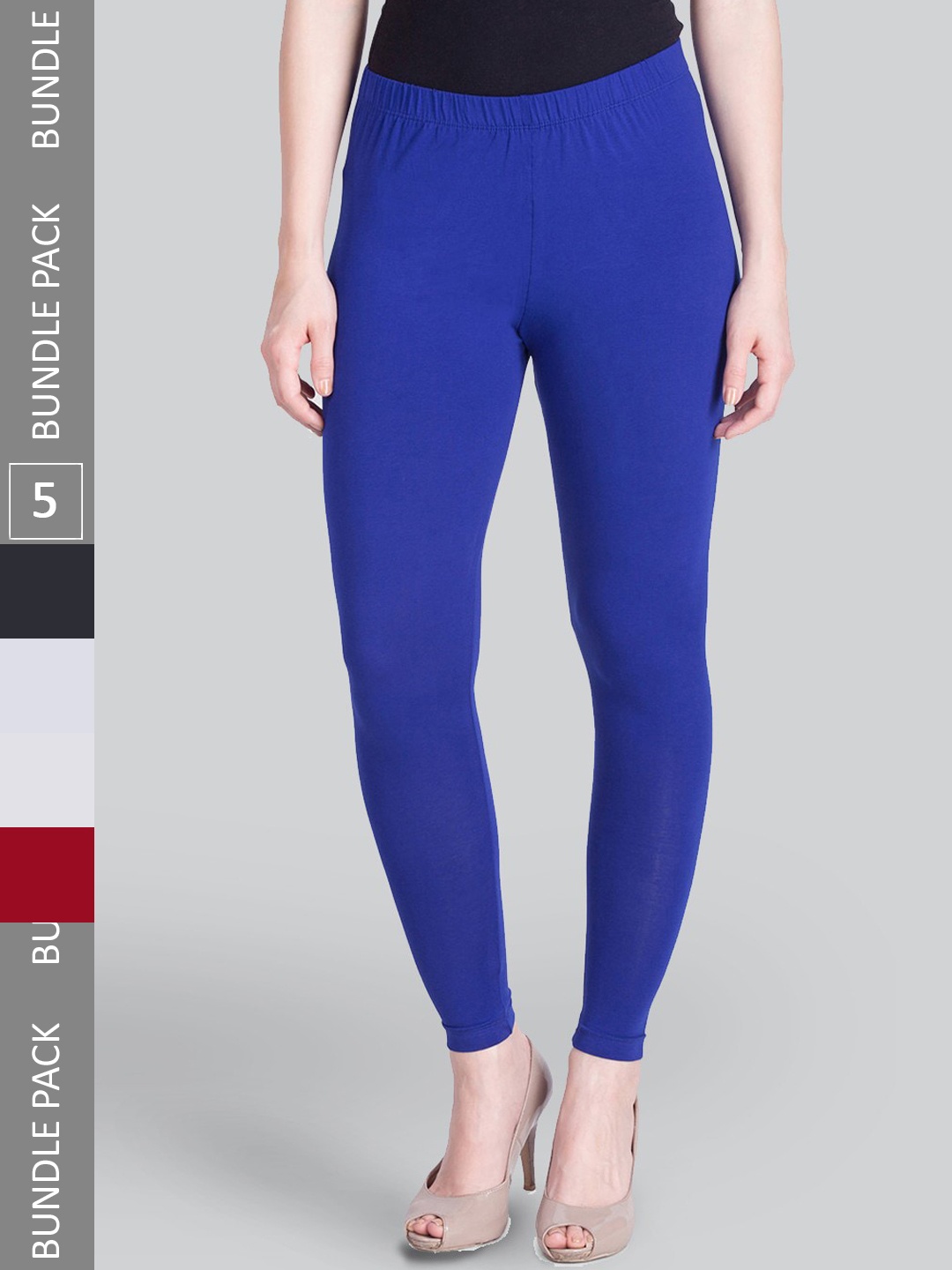 

LYRA Pack Of 5 Ankle-Length Leggings, Blue