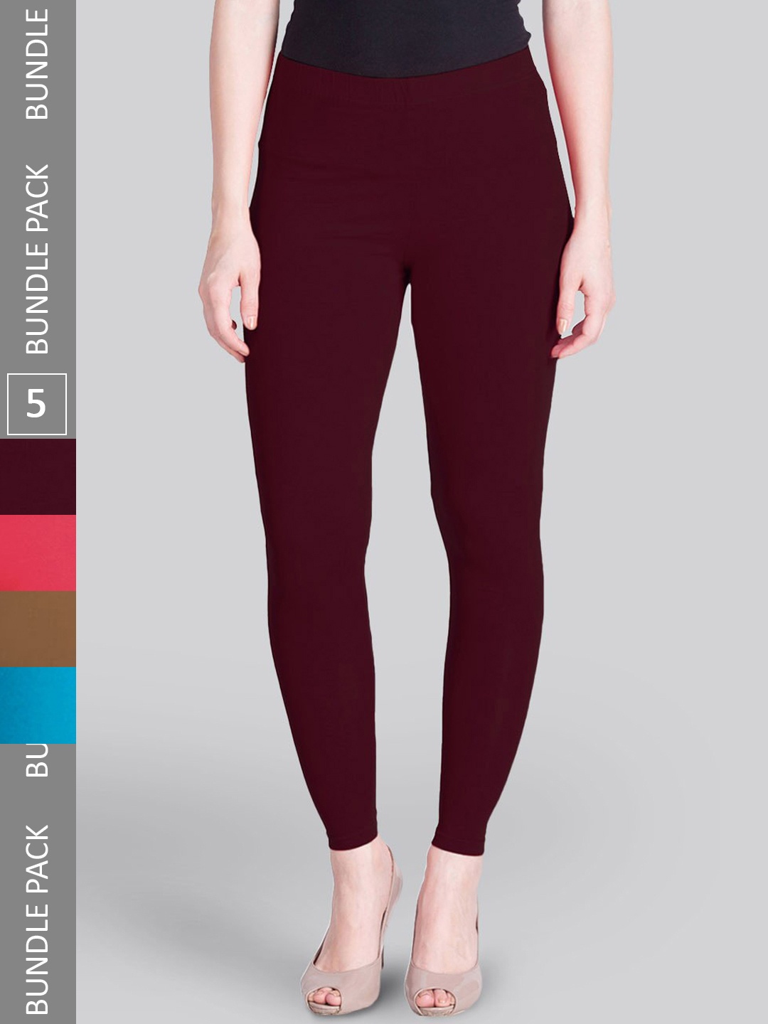 

LYRA Pack Of 5 Ankle Length Leggings, Brown