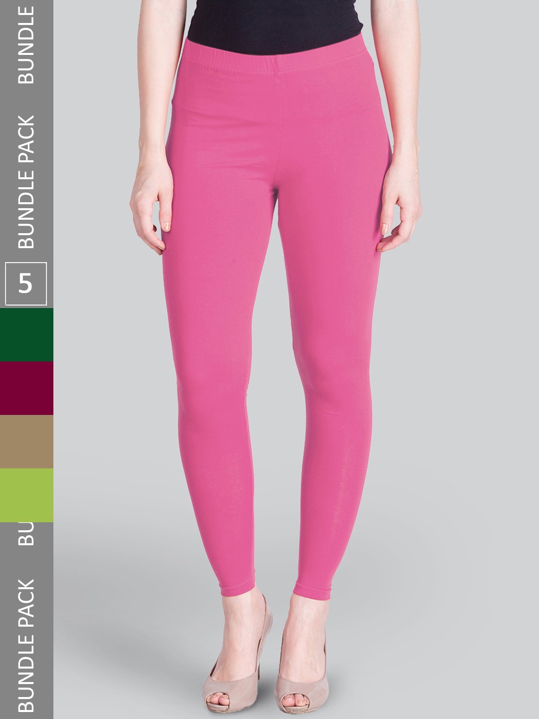 

LYRA Pack Of 5 Ankle-Length Leggings, Pink