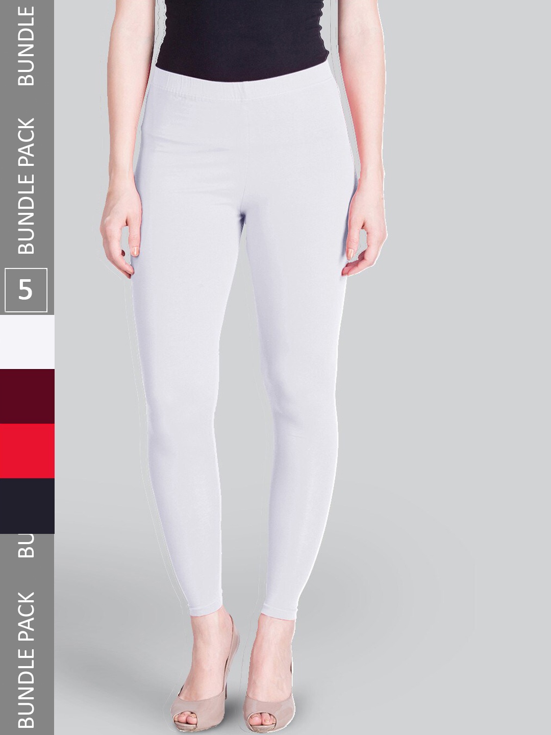 

LYRA Pack Of 5 Premium Ankle-Length Leggings, White