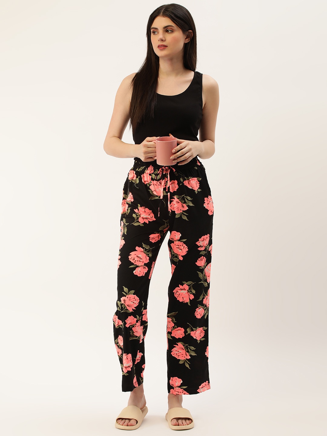 

ETC Floral Printed Lounge Pants, Black