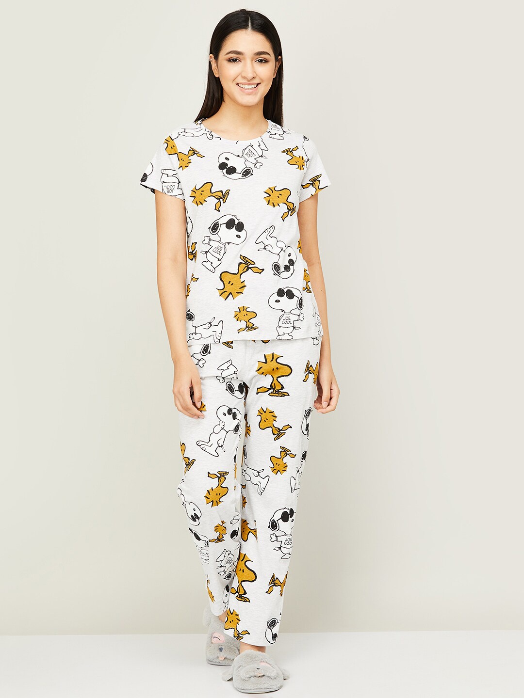 

Ginger by Lifestyle Printed Pure Cotton Night Suit, Grey