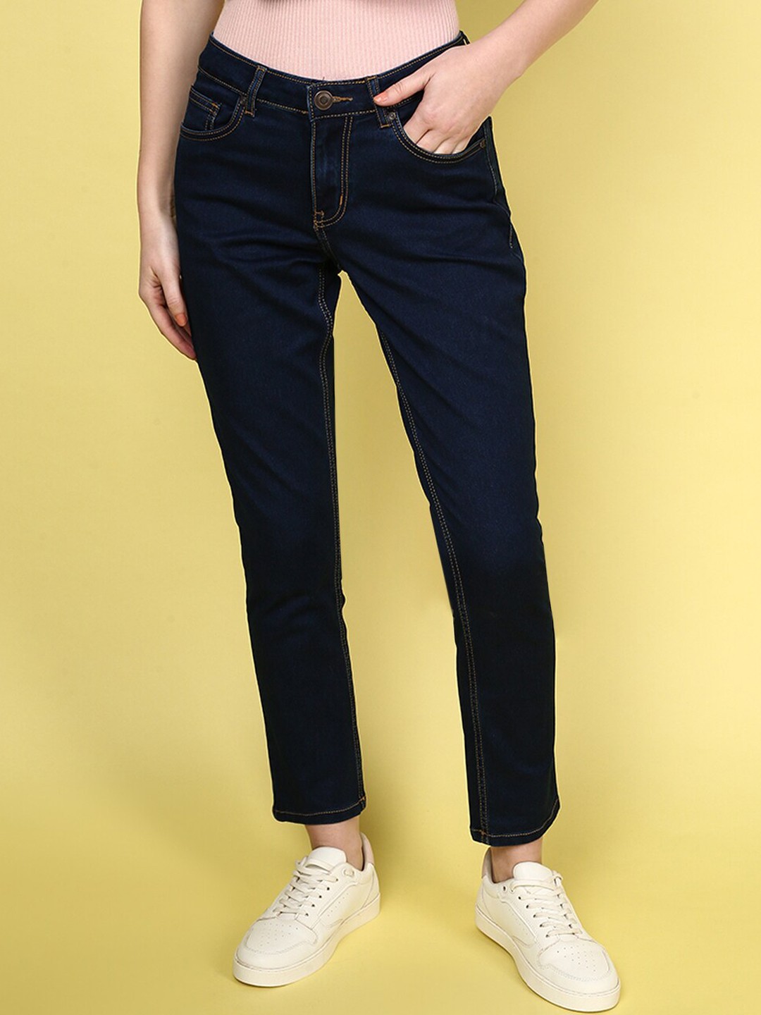

JUNEBERRY Women Original Slim Fit Low-Rise Stretchable Cotton Jeans, Blue