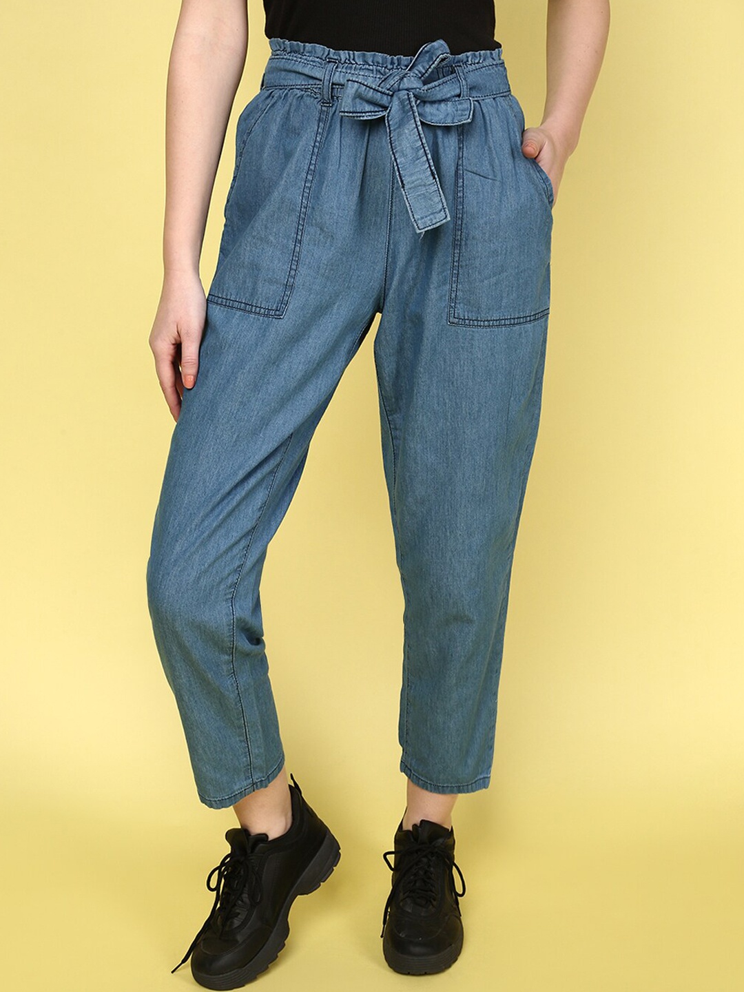 

JUNEBERRY Women Original Slim Fit High-Rise Cotton Jogger, Blue