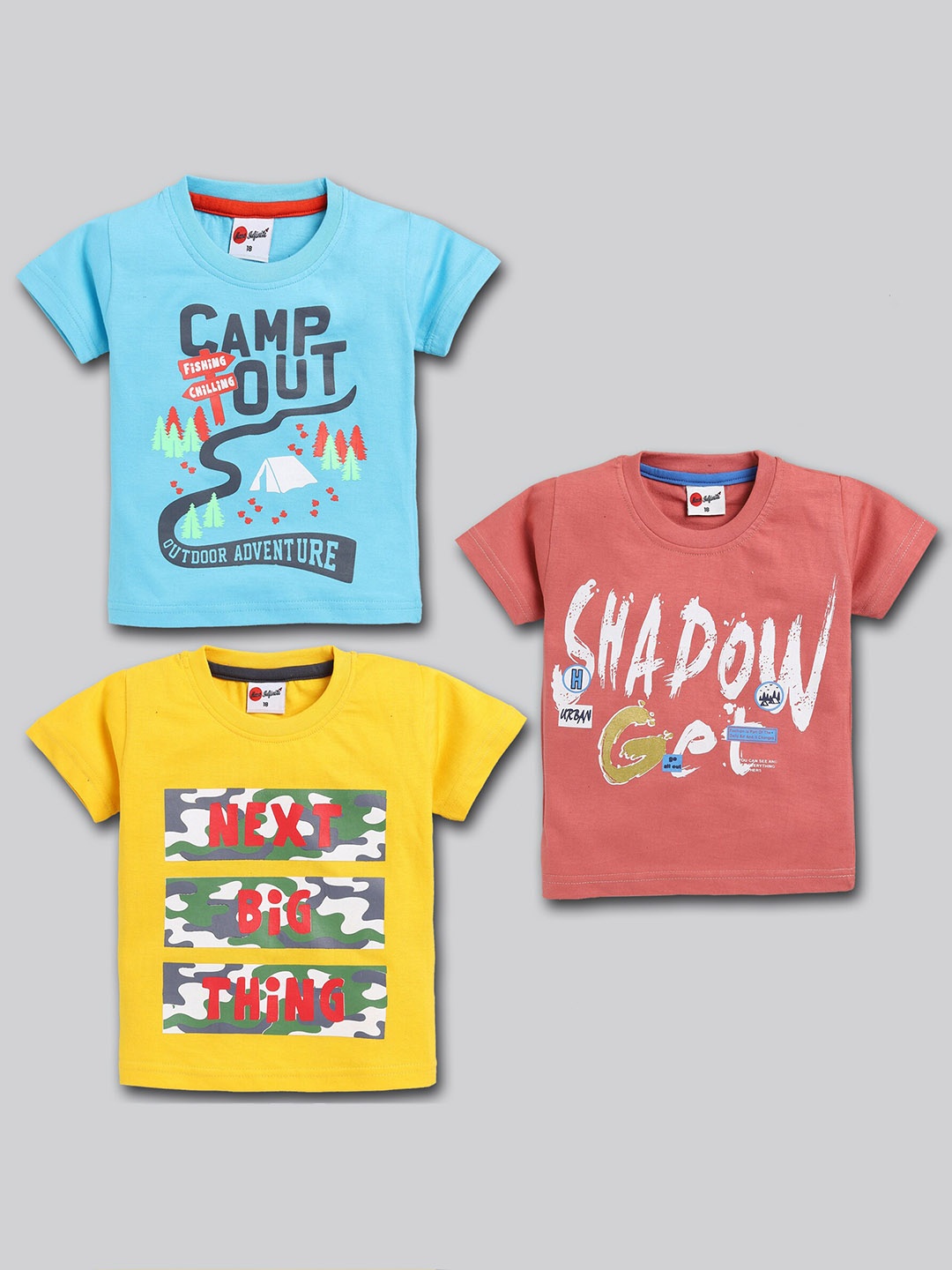 

Mars Infiniti Pack Of 3 Typography Printed Cotton T-shirt, Yellow