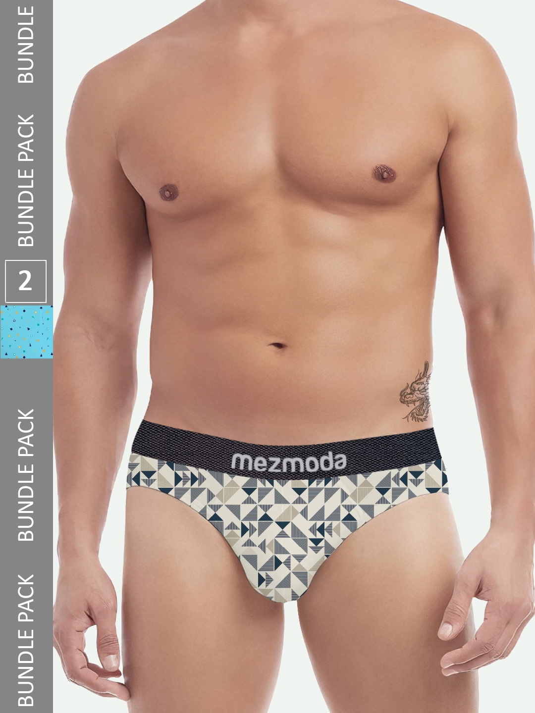 

mezmoda Men Pack Of 2 Printed Anti-Bacterial Hipster Briefs, Blue