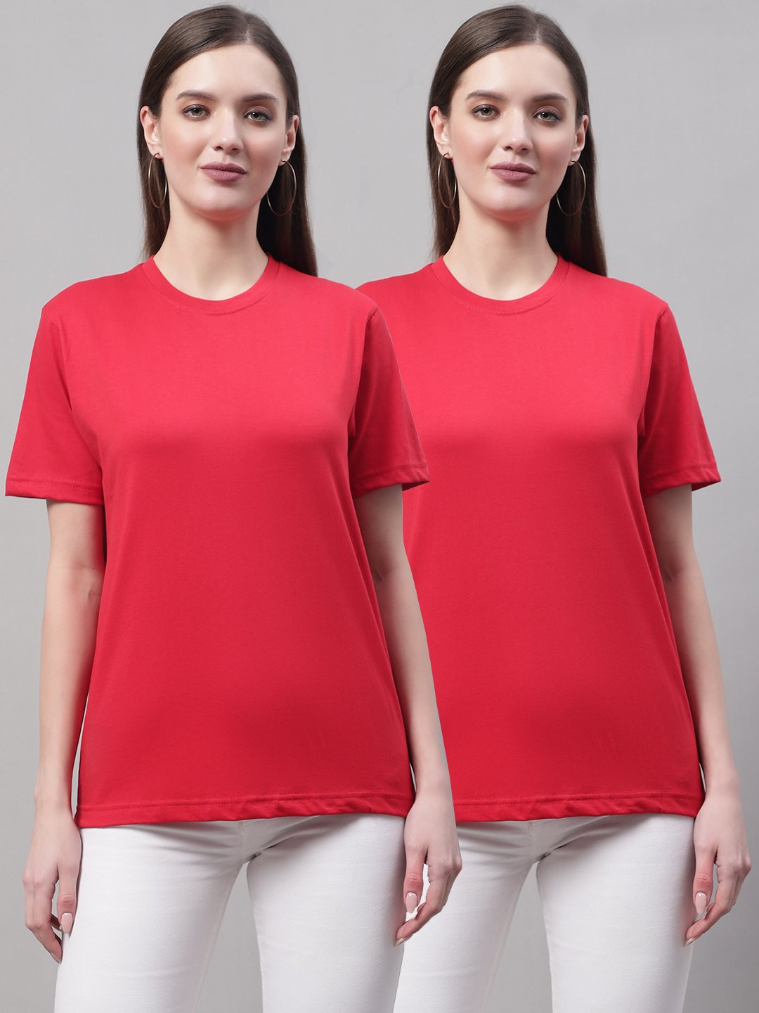 

borse lele Pack Of 2 Pure Cotton T-shirt, Red