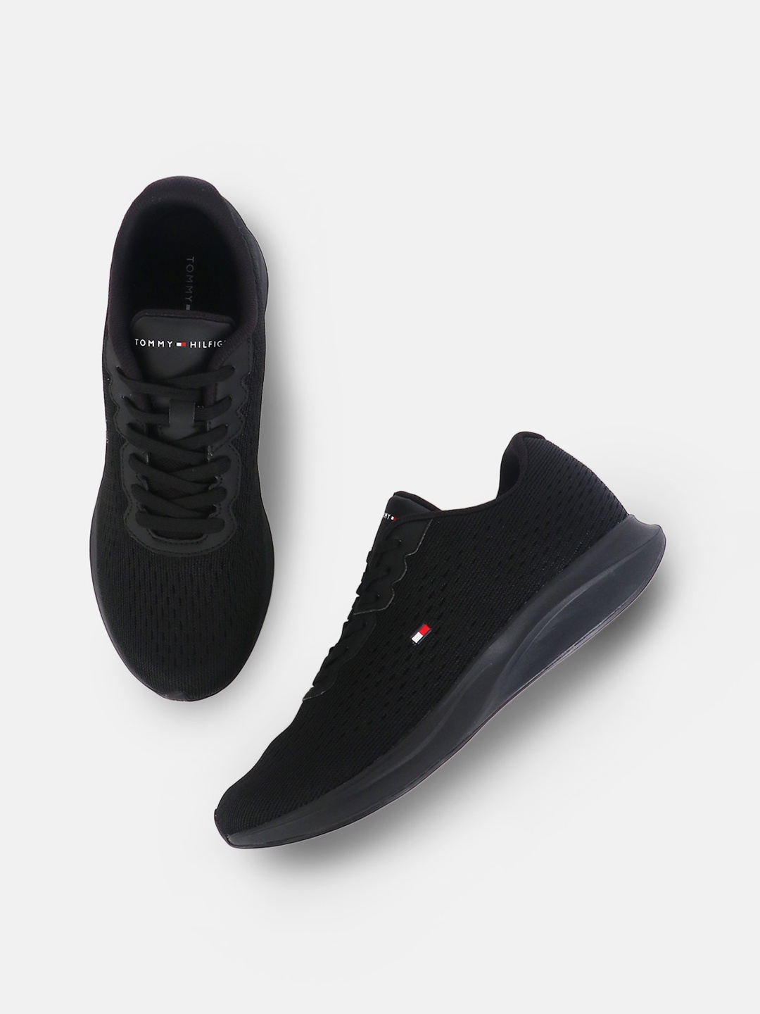 

Tommy Hilfiger Men Woven Design Padded Insole Basics Canvas Sneakers, Black