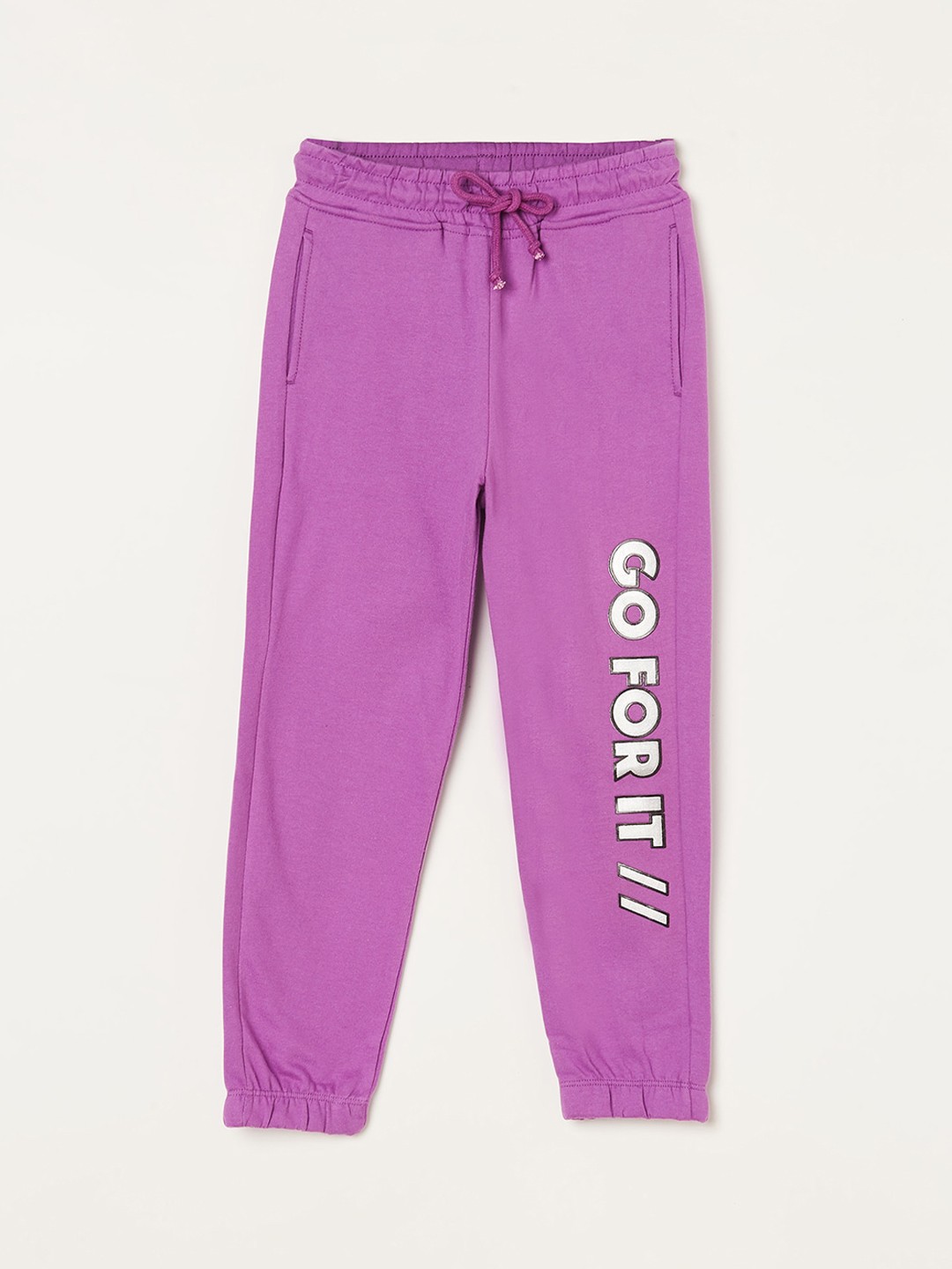 

Fame Forever by Lifestyle Girls Typography Printed Cotton Joggers, Purple
