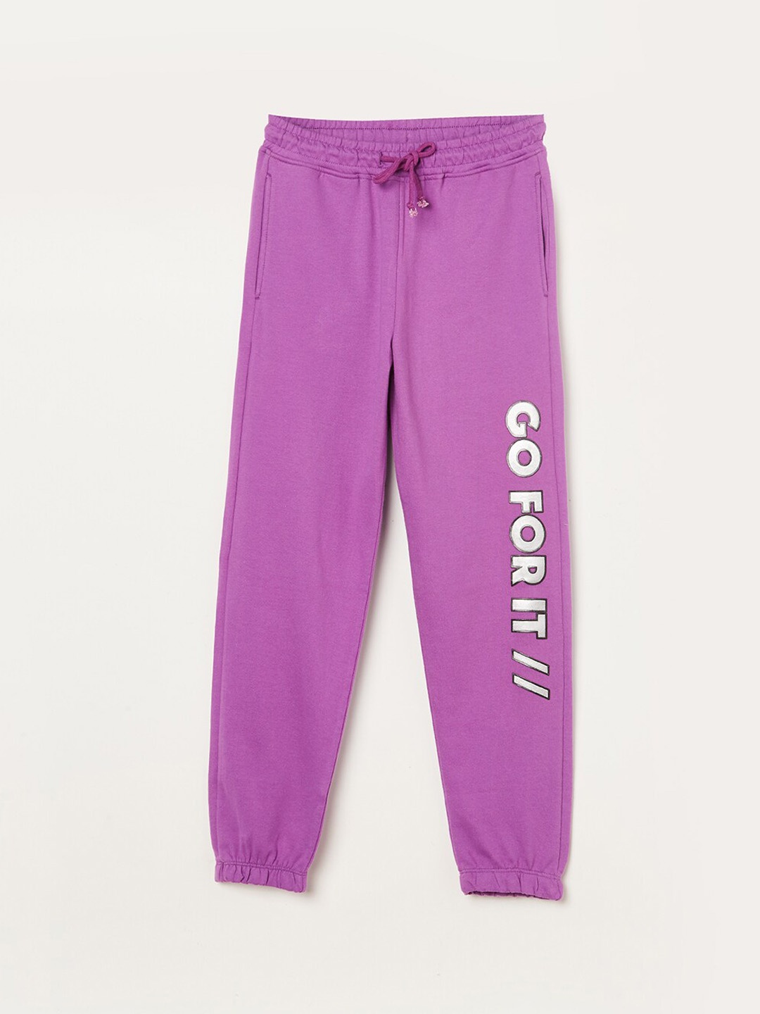 

Fame Forever by Lifestyle Girls Printed Cotton Joggers, Purple