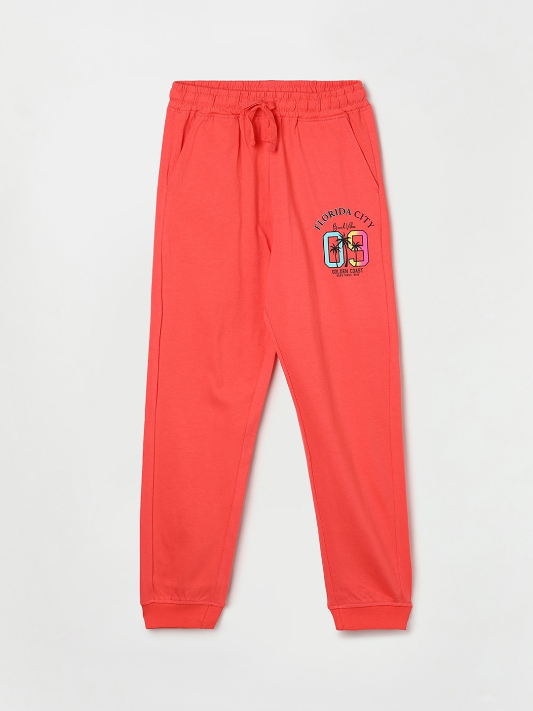 

Fame Forever by Lifestyle Girls Typography Printed Pure Cotton Joggers, Coral